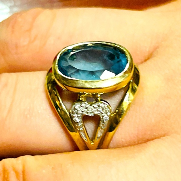 10k blue topaz ring size 8 - Picture 3 of 13